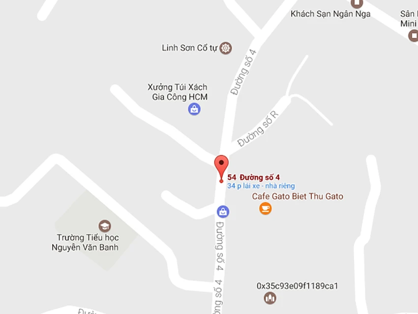 Vị trí phát hiện người thanh niên treo cổ trên bản đồ google